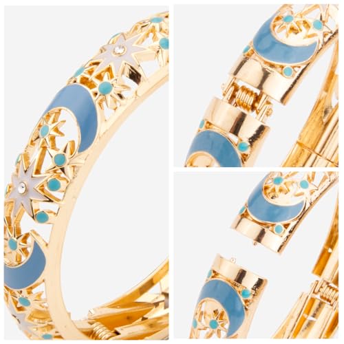 Image of wynameleri Modern Cloisonne Bracelet Geometric Enamel Cuff Bangles Hinged Bracelet Jewelry for Women Gift Box 184136
