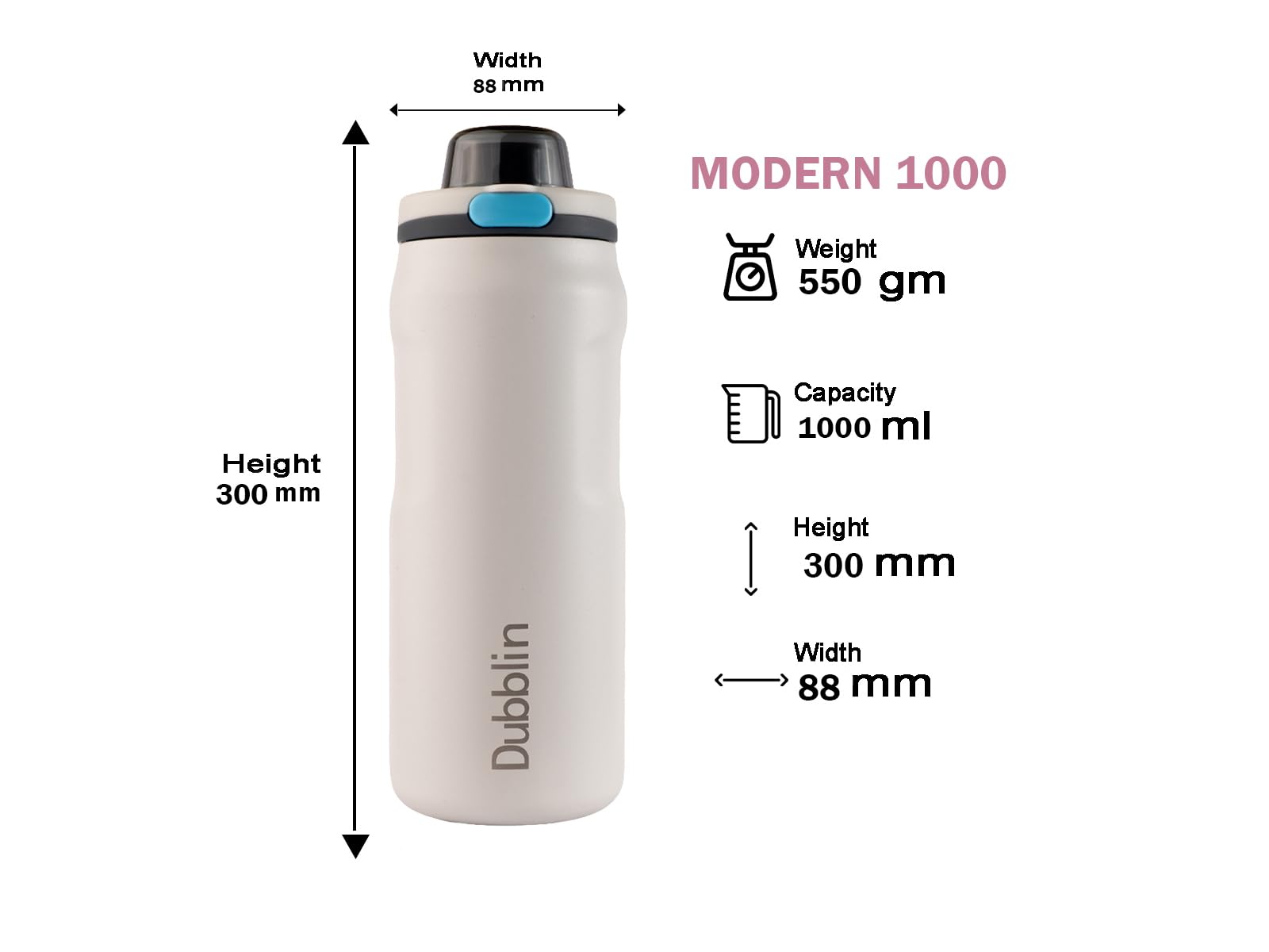 Dubblin Water Bottle - Hot & Cold 1000ml -4