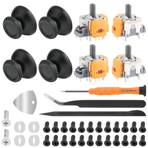 4 Stück Hall Effekt Sticks Kompatibel mit Play Station 5 PS5 Kontroller, Hall Effekt Sticks für PS5 Kontroller Anti Stickdrift 3D Joystick, mit 4 Stück Daumenkappe Thumbstick Reparatur Kit Ersatz