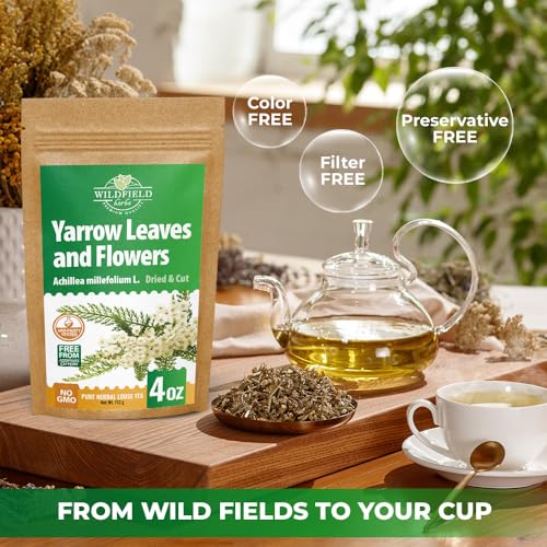 Image of 4 oz. Yarrow Herb Dried Yarrow Leaf & Flower Herbal Tea (Achillea Millefolium Tea) - 113g Herb Tea Milenrama