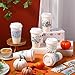 Harloon 120 Pieces Fall Coffee Cup Sleeves Bulk Fall Coffee Tea Cup Sleeves Thanksgiving Disposable Cup Sleeves Autumn Pumpkin Maple Leaf Paper Cup Sleeves for Fall Harvest Thanksgiving Party Supplies