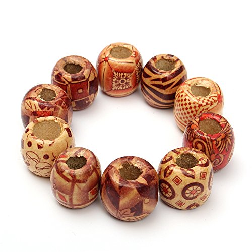 Bros Moon Wooden Dreadlock Garment Bead For Diy Handmade Art Crafts Accessories For Bracelet,Jewlery,Clothes (8 Mm Hole)-Set Of 50 Pieces