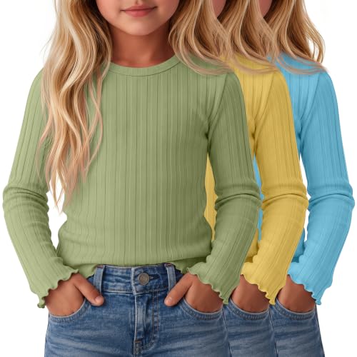 Image of 3 Pack Toddler Girls Cute Long Sleeve Cotton Shirts