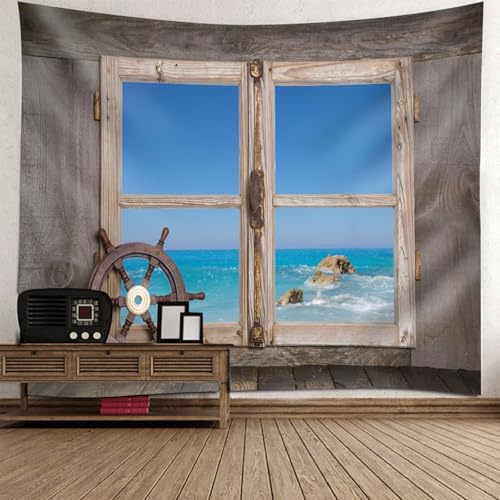 Grande tapisserie murale moderne 350x256 grand format vue fenêtre