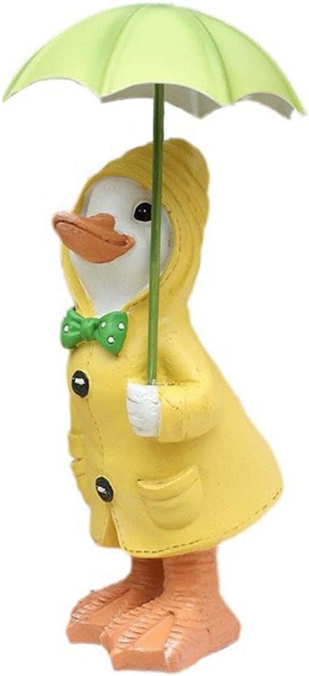 Adorable Hand-Painted Duck Figurine with Yellow Raincoat & Umbrella – Resin Decorative Statue for Home, Garden, Yard, and Indoor Décor – Cute & Whimsical Animal Ornament – Unique Gift for Kids & Women image 2