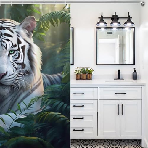 Rideau de douche tigre imprimé haute définition en polyester résistant - 5