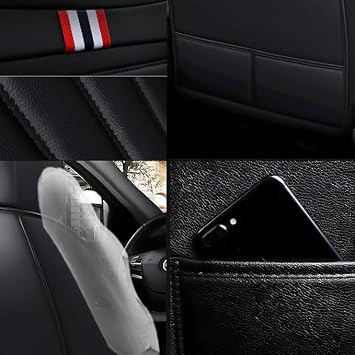 Car Seat Covers Full Set, Universal Synthetic Leather Front & Rear - Waterproof Car Cushions, Seat Cover Protectors for Honda Accord CR-V Civic HR-V Honda E Insight Jazz (Red)