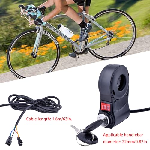 Image of Universal 3 Speed Switch 12V-96V Key Ignition for Ebike 5 Wires Ebike Key Ignition 22mm 7 /8in Handlebar Switch Shift Electric Bike Ignition Key Replacement Electric 3 Speed Module Switch Shift