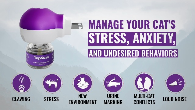 TopSum Cat Calming Pheromone Diffuser: Feline Pheromones Plug in for Stress, Along At Home, Spraying, Fighting, Scratching, Aggression & Excessive Meowing (Purple) - image 8