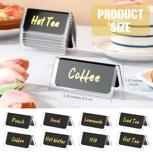 Domensi 8 Pcs Acrylic Coffee Tent Signs Table Decaf Coffee and Tea Sign Table Beverage Display Labels for Station Party Camping Buffet Restaurant Banquet Wedding Indoor Outdoor, 3.35 x 1.57 Inches