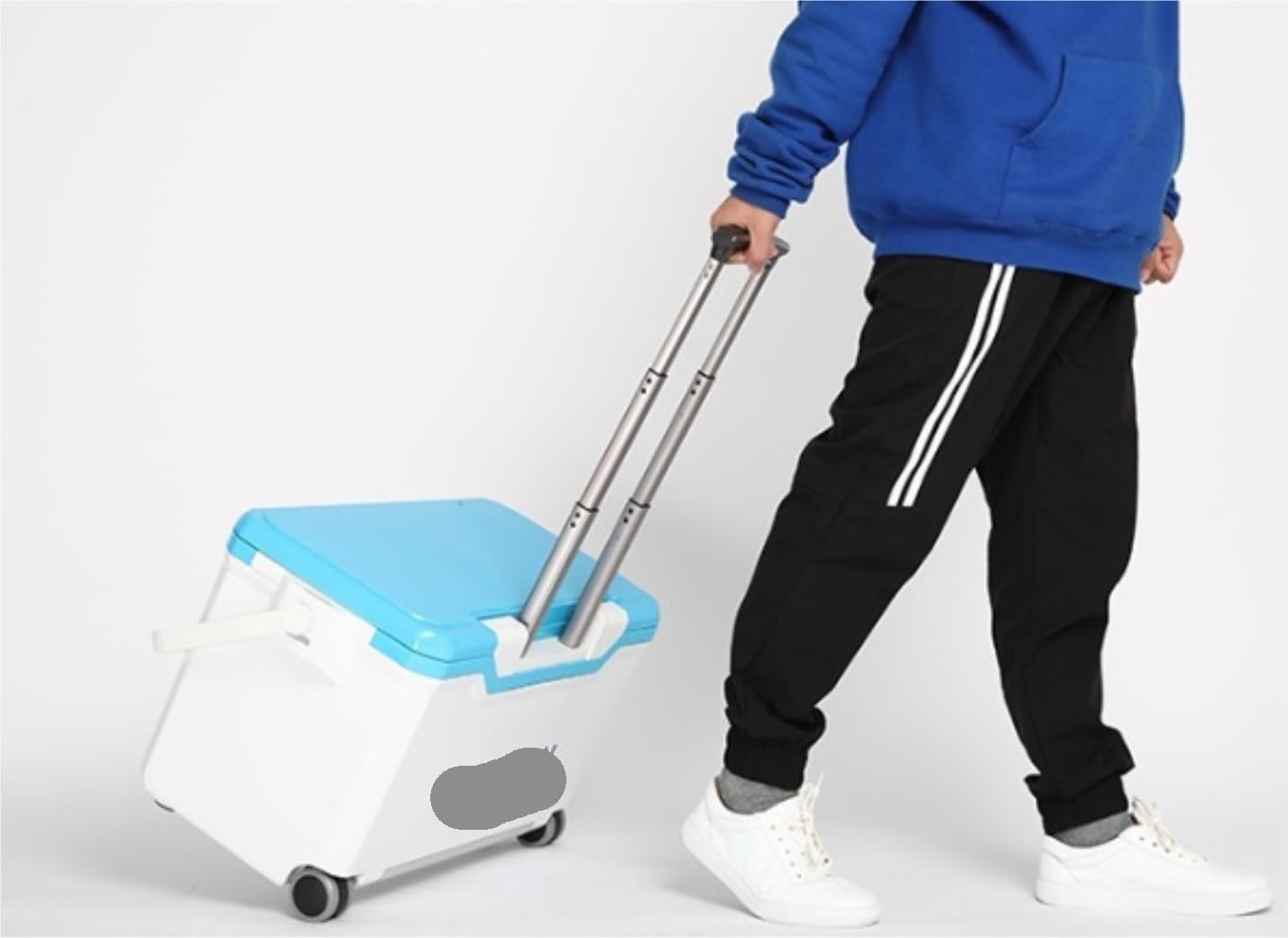 Fishing Walizka Skrzynka Wędkarska Skrzynia Na Sprzęt Wędkarski 32L Izolowana Do Przechowywania, Chłodnicza Z Kółkami Jezdnymi Tackle Box(Blue)