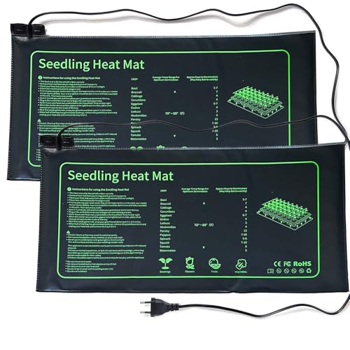 EWENYS Heizmatte Pflanzen Graphen, Wärmematte für Sämling Germination, IP67 Wasserdichtes 20W Temperatur Heizkissen Mat Wärmer Bett Matte für Anzucht Gewächshaus oder Growbox (53 * 25 cm, 2 Stück)
