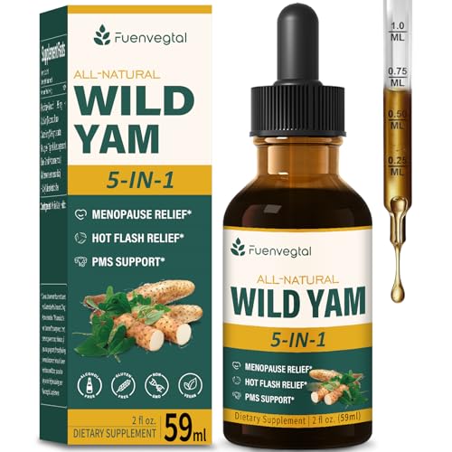 Fuenvegtal Wild Yam Root Extract Drops Womens Supplement with Fenugreek & Motherwort Herb for Menopause Relief & PMS Support. Fenogreco y ame Salvaje para la Menopausia. 2oz