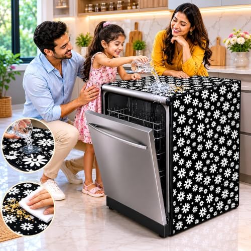 Image of Dishwasher Cover for 12 to 15 Place Setting | Water-Resistant Dustproof Zip Cover | Universal Fit Compatible with Bosch, LG, IFB, Hafele, Faber & More | 63 x 63 x 88 cm | Design 5