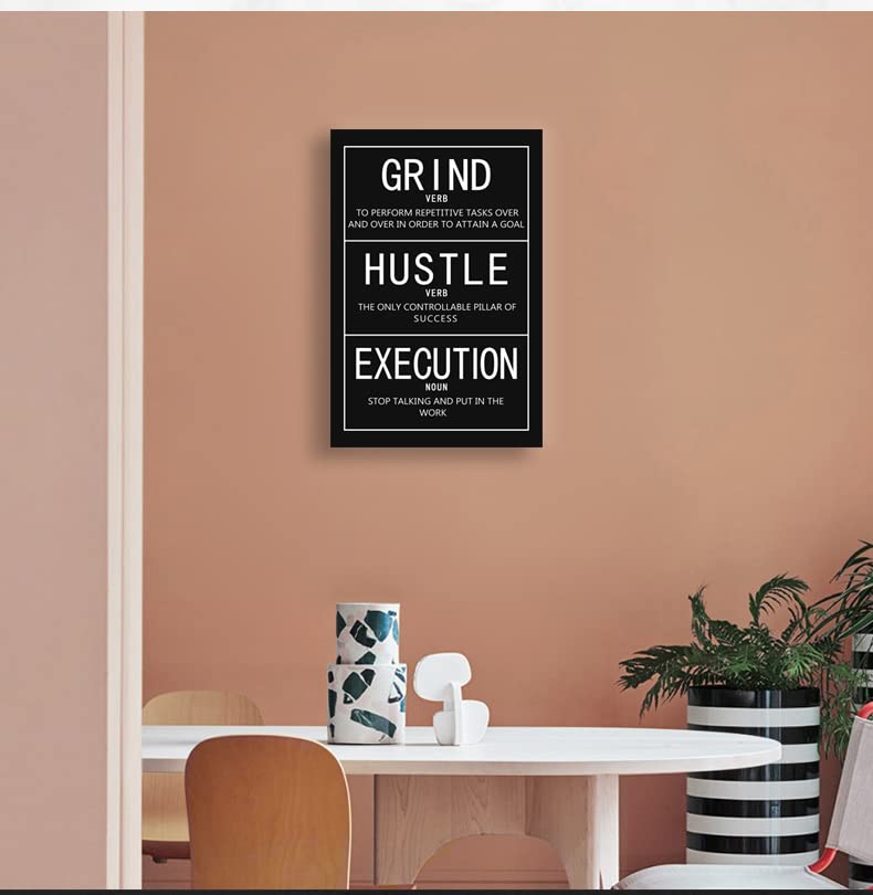 Póster de pintura inspiradora, lienzo motivacional, arte de pared, diseño de verbo molido, ejecución de verbo, sustantivo, ilustración, hogar, oficina, decoración de pared, marco listo para colgar [12 pulgadas de ancho x 18 pulgadas de alto] 4