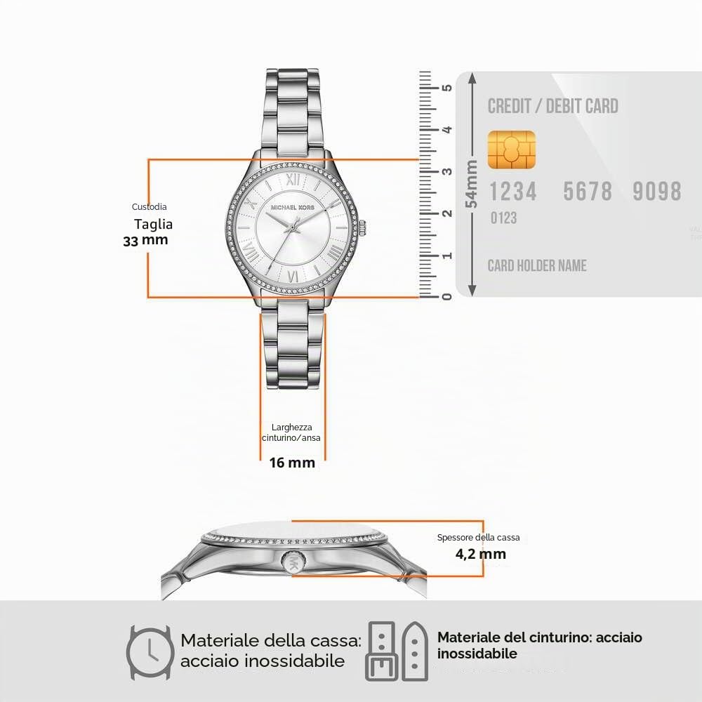 Michael Kors Orologio Lauryn da donna, movimento al quarzo a tre lancette con cinturino in acciaio inossidabile o in pelle