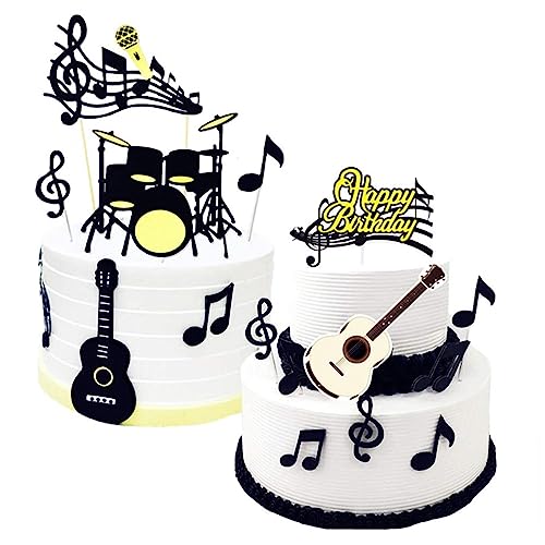 Yuanyoutong YYT-110802 32 Pcs Guitar Cake Topper, Music Note Birthday Cake Topper, Musical Notes Cake Decorations cover