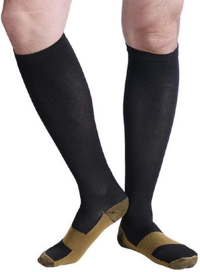 Graduated Compression Copper Socks (5 Pair) Below Knee Calves High Support Recovery Stocking Relieves Foot Pain & Aches