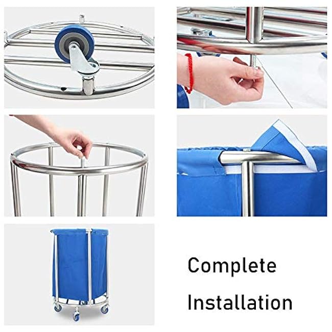 Carts Trolley Movable Carts, Kitchen Storage Hand Trucks, Hotel Linen Cart with Rolling Wheels,Round Laundry Sorter Rolling Trolley for Lobby with Movable Cover-cBYF6RJW