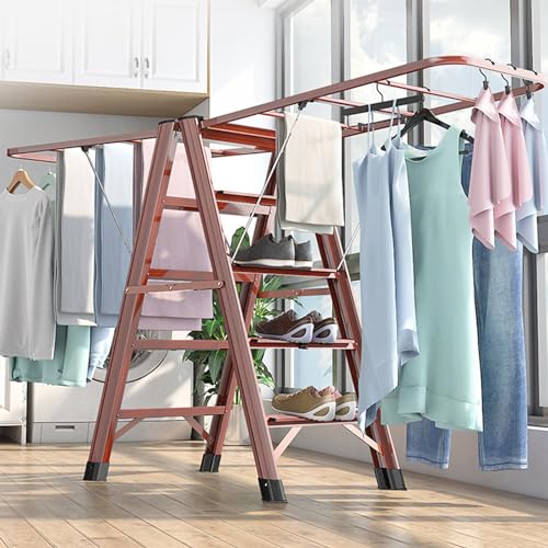 Étendoir à linge modulable en échelle avec structure pliable sur pied - 2