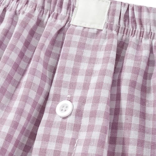 Image of Pivanzore Y2k Plaid Shorts for Women Casual Elastic Waist Aesthetic Lounge Bottom Baggy Pajama Shorts Boxers Sleepwear