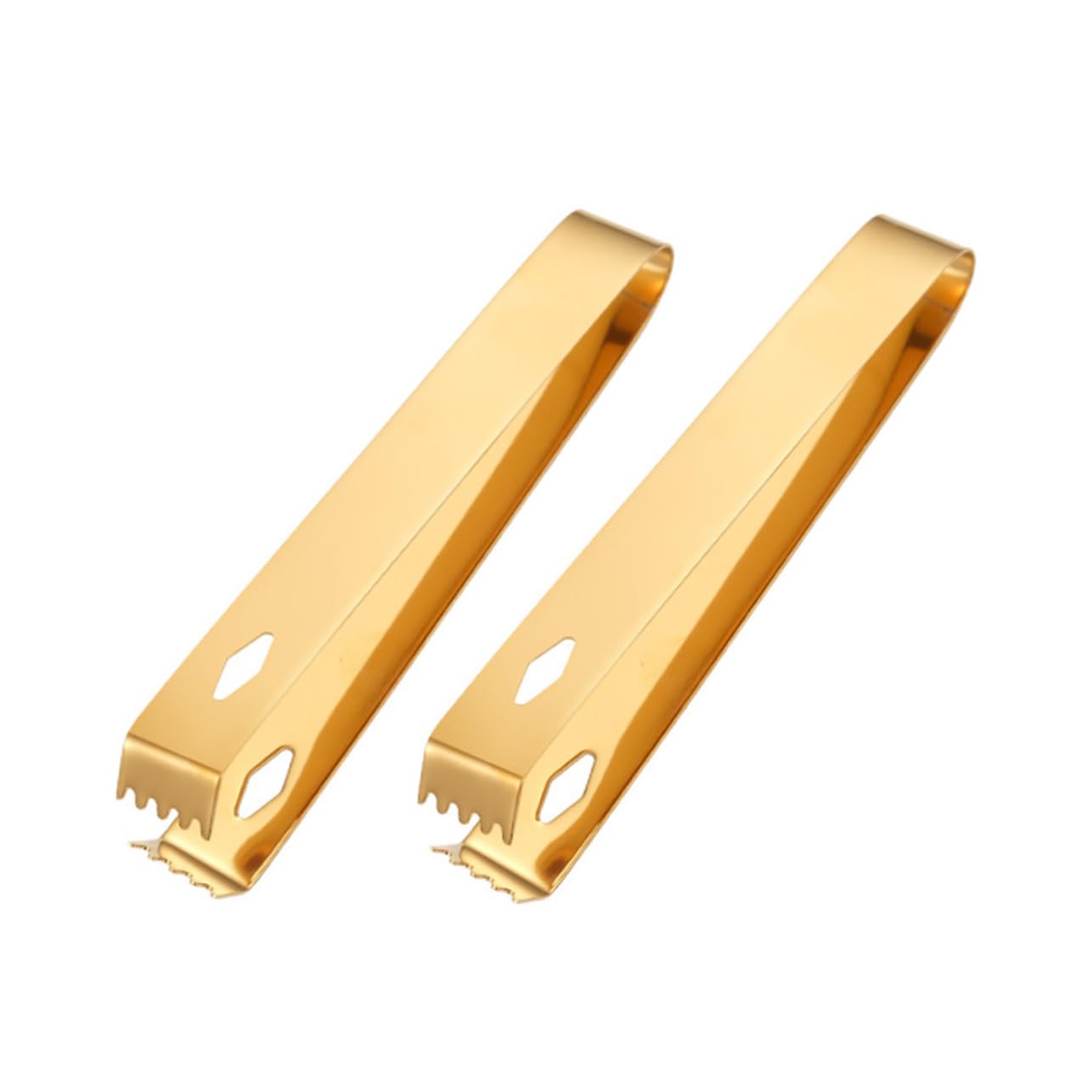 VICASKY 2pcs Stainless Steel Ice Clip Tongs Non-skid Ice Serving Tool for Bars and Buffets Ergonomic to Prevent Slipping