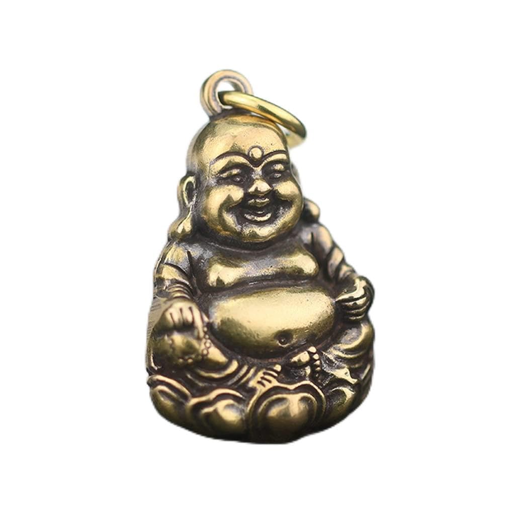 Pendant,1pcs Mini Laughing Buddha Key Rings, Pure Copper Maitreya Buddha Sculpture Keychain Car Pendant, Retro Solid Brass Hanging Ornament
