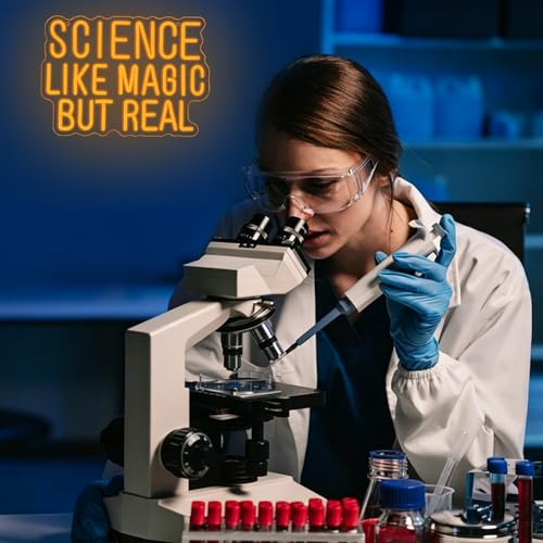 Image of Science Like Magic But Real Neon Sign for Wall Decor Classroom Neon Light Laboratory LED Sign Letter Neon Light Sign for Classroom Science Lab Bar Home shop Decoration