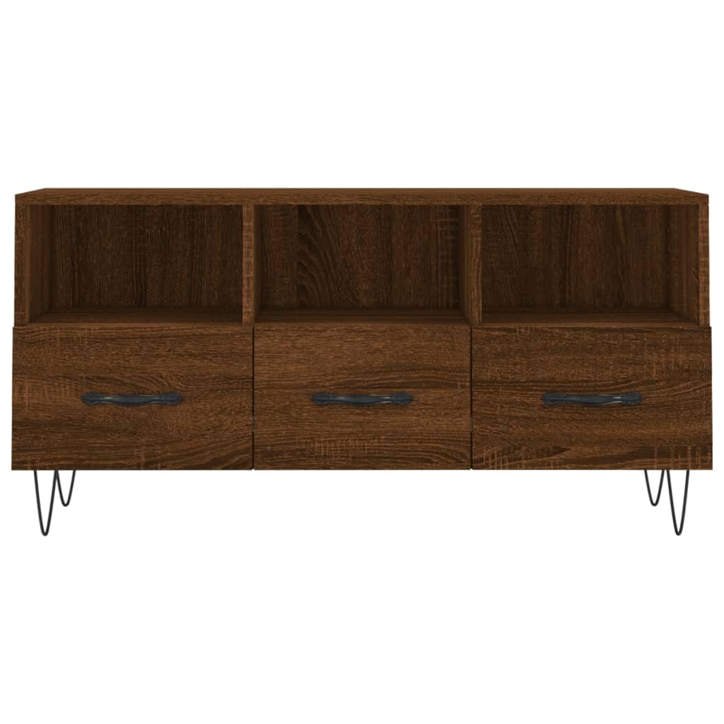 Homgoday Szafka TV Drewno inżynieryjne brązowy dąb 102x36x50 cm, szafka pod telewizor salon jadalnia stół kawowy telewizor sprzęt muzyczny szafa meble telewizor meble typ 5