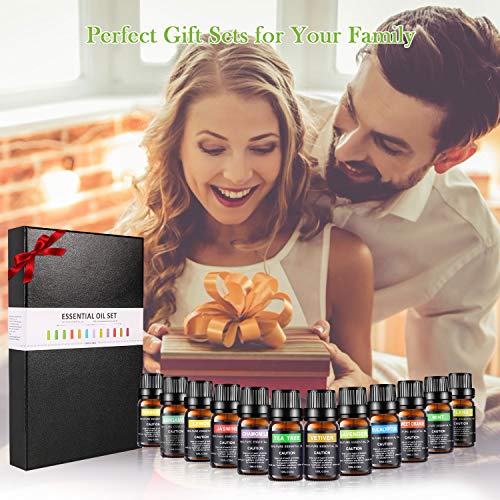 Essentiële oliën-set, Aiemok 12 x 10 ml aromatherapie-oliën Geschenkset voor diffuser en huid- en haarverzorging, 100… - Image 8
