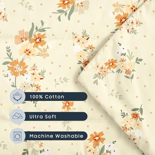 Image of Wake In Cloud - Cot Nap Mat with Pillow and Blanket, 100% Cotton Fabric, for Toddler Kids Girls Ages 3 Plus in Daycare Kindergarten Preschool with Elastic Corner Straps, Floral Flowers
