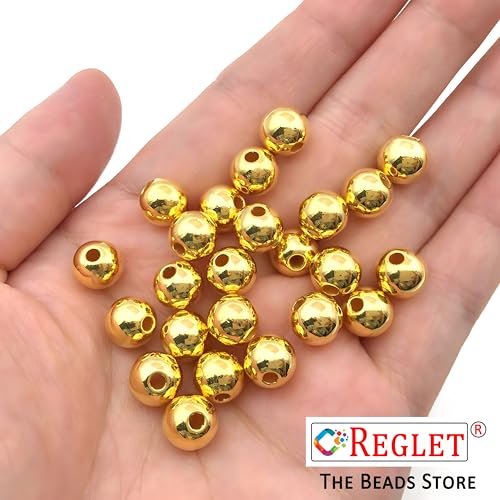 Image of 200 Pcs Golden Pearl Beads for Jewellery Making Kit | Bead Bracelet Making for Women Girls Kids | Crystal Beads for Craft | Pearls for Craft | 12mm | 200g