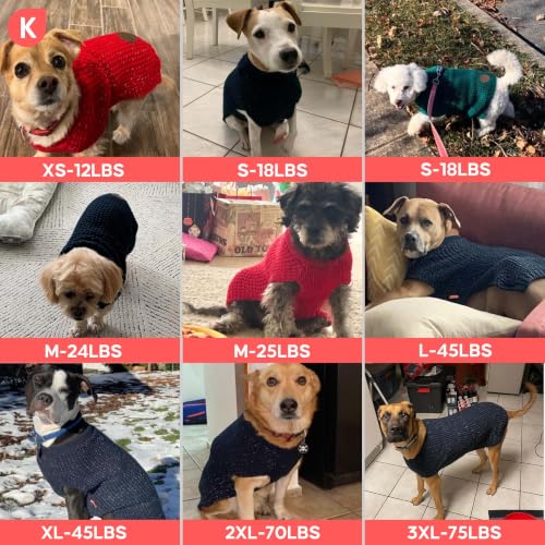 Image of KYEESE Reflective Yarn Dog Sweater for Small Medium Dog Thick Knit Pullover | Reflective for Visibility, Leash Hole for Walk, Stretchy Fit, Lightweight & Warm, Gentle on Sensitive Skin, Winter Daily Wear