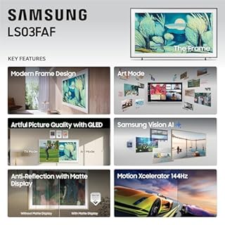 Samsung 65-Inch Class The Frame LS03F 4K QLED Smart TV (2025 Model) Slim Fit Wall Mount, Modern Frame Design, NQ4 AI Gen2 Processor, Art Mode, Artful Picture Quality, Samsung Vision AI, Alexa Built-in
