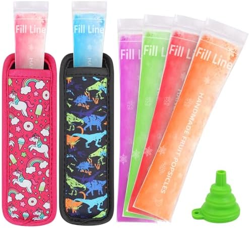 50 Disposable Popsicle Bags With 2 Holders & Funnel - DIY Ice Pop Molds For Summer