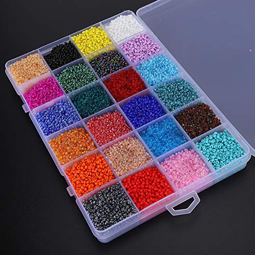 26400 peças pequenas contas de semente de vidro de 2 mm, conjunto de contas pequenas artesanais, kit