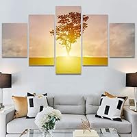 SIGNWIN 5 Panel Canvas Wall Art Setting in The Trees for Home Decorations Ready to Hang - 60
