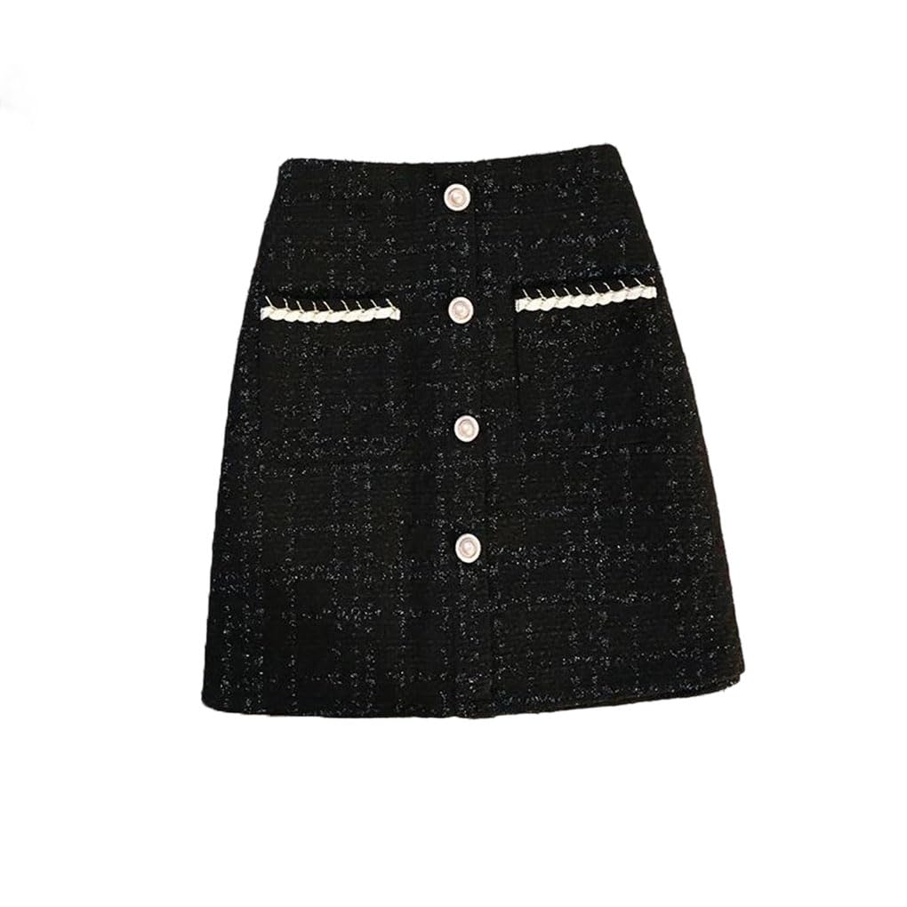 Rfmfkkg Womens Wool Blend A-Line Skirt Winter High Waist Button Detail Office Business Skirts