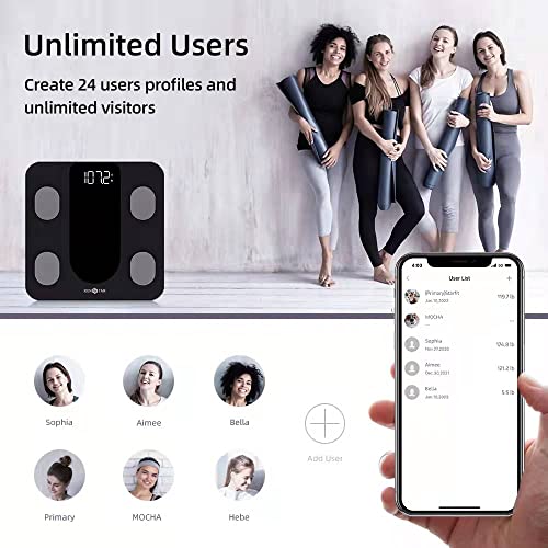 Runstar Smart Scale For Body Weight, Digital Bathroom Scale Bmi Weighing Body Fat Scale, Body Composition Monitor Health Analyzer With Smartphone App, 400 Lbs - Black #TOP4