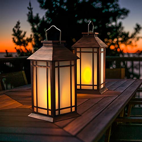 Decorative Lantern With Led Flameless Candle With 6Hr Timer -13" Vintage Decor Battery Powered Candle Lantern，Decorative Hanging Lantern For Patio -Tabletop Lantern-Outdoor Lantern (2 Pack) #TOP1