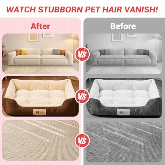 2 PCS Electrostatic Pet Hair Removal Glove, Upgraded Reusable Grooming Gloves for Dogs & Cats, Efficient Fur Remover for Couch, Car Seat, Furniture, Carpet, Animal Fur Removal Tool-nNg6hpM8