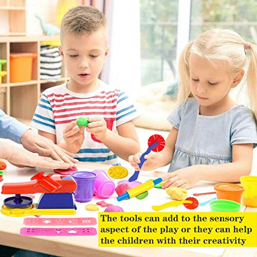 Oun Nana Playdough Tools Set for Kids,32 PCS Play Dough Tools Kit with Molds, Rollers, Extruder, Cutter, Scissor, Random Color - Thumbnail 6