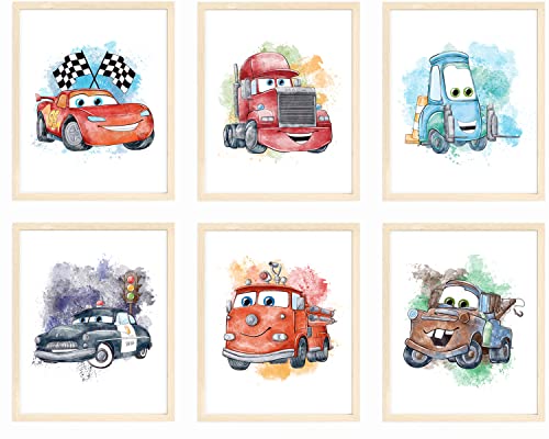 Image of Nistio® Cars Movie Poster Prints, Cars Movie Poster Wall Art Decor, Lightning McQueen, Set of 6, 8x10 inches (Unframed)