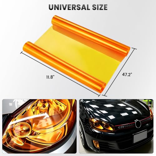 Image of 1797 Car Light Tint Film 12 inchx48 inch Headlight Taillight Vinyl Wrap Orange