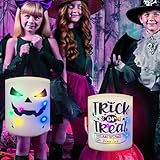 Halloween Trick or Treat Bags Candy Bucket, Upgraded Light Up Ghost Basket Decoration Multipurpose Reusable Goody Sweet Buckets for Scary Night Party Supplies Favors Festival Decor Gifts 1 Pack