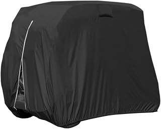 Scott Edward Golf Cart Cover 400D Waterproof Windproof Sunproof Outdoor All-Weather Polyester Full Golf Cart Cover Fits EZGO, Club Car, Yamaha, 2/4 Passenger Golf Cart, Black/Taupe