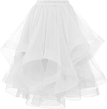 DRESSTELLS Tulle Skirts for Women, A Line Elastic Waist Tiered Layered Puffy Midi Long Halloween Party Tutu Skirt