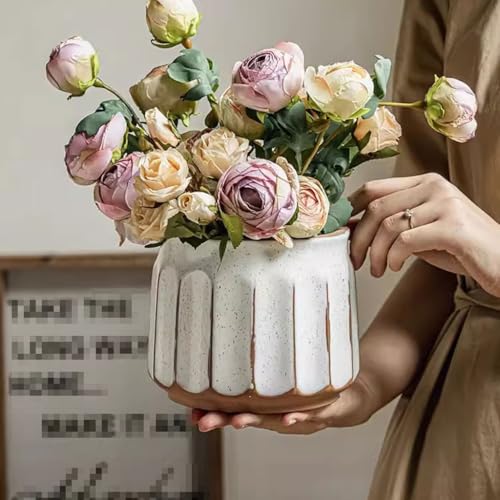 Pot de rangement rétro TUSUOD céramique pour plante intérieure - 7