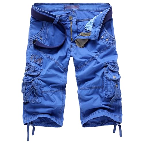 Short cargo d'entraînement bleu en sergé de coton taille 30 coupe décontractée pour homme