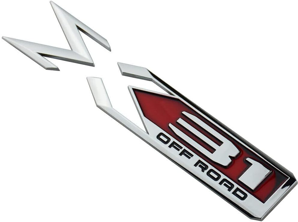 Pair Set Sierra 1500 X31 Off Road Emblems 3D Rear Bodyside Truck Bed Decal Badge Nameplate Replacement for 2019-2022 Sierra 84682662 (Chrome Red)